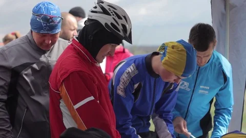 Bicycle race on the mountain. Stock Footage 74793658