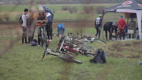 Bicycle race on the mountain. Stock Footage 74793680