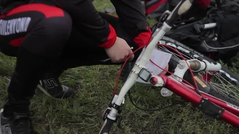Bicycle race on the mountain. Stock Footage 74793709