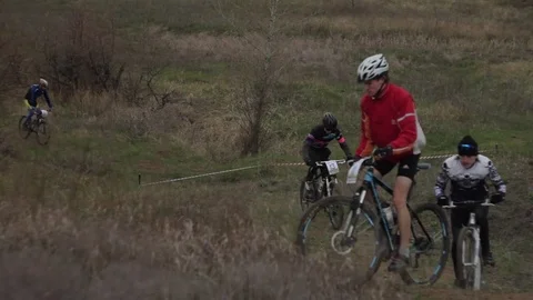 Bicycle race on the mountain. Stock Footage 74793937