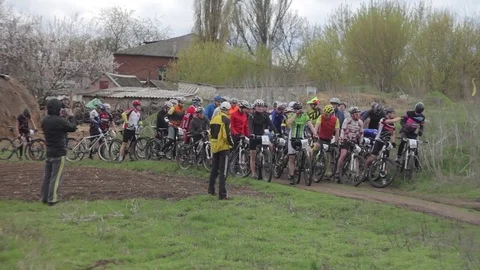 Bicycle race on the mountain. Stock Footage 74793950