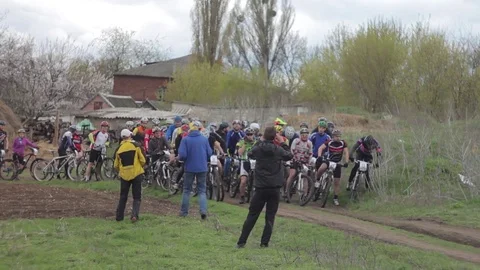 Bicycle race on the mountain. Stock Footage 74793961