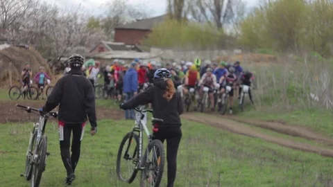 Bicycle race on the mountain. Stock Footage 74793970