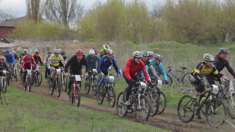 Bicycle race on the mountain. Stock Footage 74793994