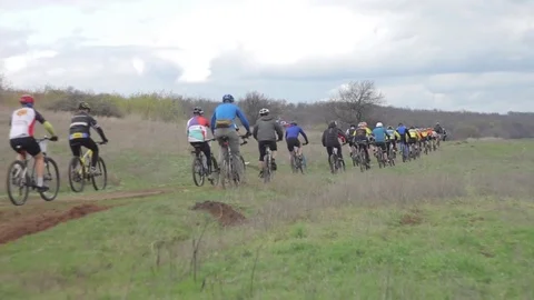 Bicycle race on the mountain. Stock Footage 74793997