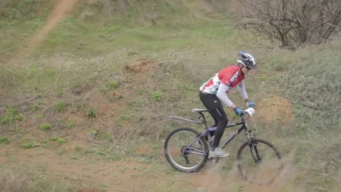 Bicycle race on the mountain. Stock Footage 74794142