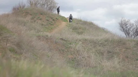 Bicycle race on the mountain. Stock Footage 74794299