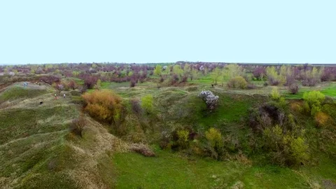 Bicycle race on the mountain. View quadrocopter Stock Footage 74705863