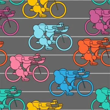 Bicycle race pattern. Cyclist background. Racers on bicycles. Sports Vector i Stock Illustration