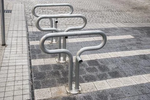 Bicycle rack bollards Stock Photos
