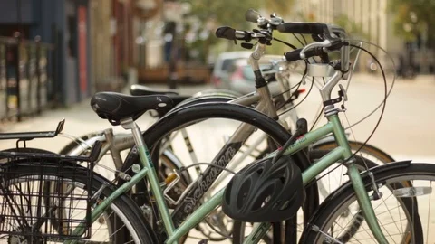 Bicycle Racks Stock Footage 117126879