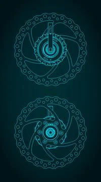 Bicycle rear hub technical drawings Stock-Illustration