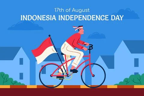 Bicycle With Red White Flag Stock Illustration