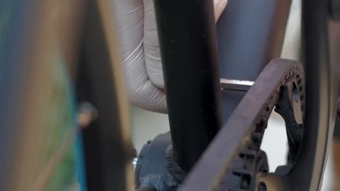 Bicycle repair close up Stock Footage 98104930