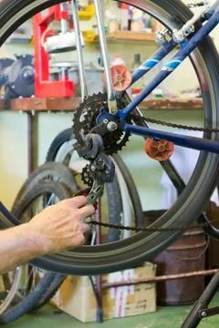 Bicycle repairs Stock Photos