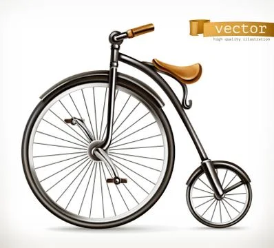 Bicycle retro. 3d vector icon Stock Illustration