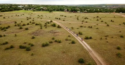 Bicycle Ride Through a Field in Harmony with Nature. Video stock 257671042
