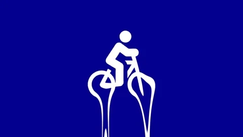 Bicycle rider icon transforms into location pin animation Stock Footage 327761780