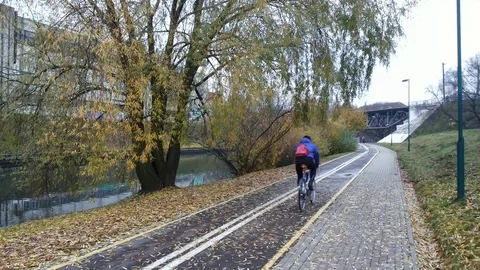 Bicycle rider moving fast Stock Footage 98009283