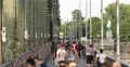 Bicycle Riders Crossing Hohenzollern Bridge Cologne Crowd People Pedestrian Walk 4k or 4k+ Resolution