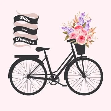 Bicycle with roses Stock Illustration