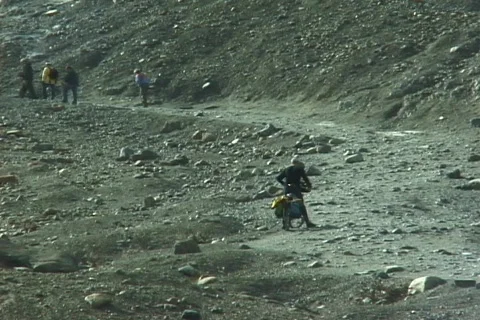 Bicycle on rough trail Stock Footage