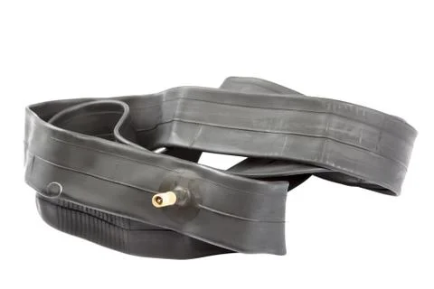 Bicycle rubber wheel camera on white background. Stock Photos