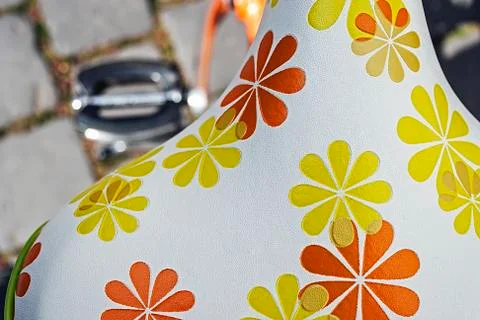 Bicycle saddle with floral pattern Stock Photos