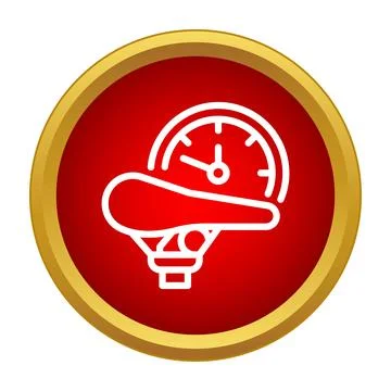 Bicycle saddle speedometer icon in red circle Stock Illustration