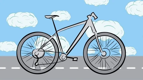 Bicycle scetch and sky background Stock Footage 111870821