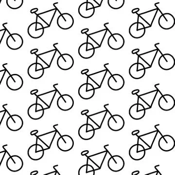 Bicycle seamless doodle pattern, vector color illustration Stock Illustration