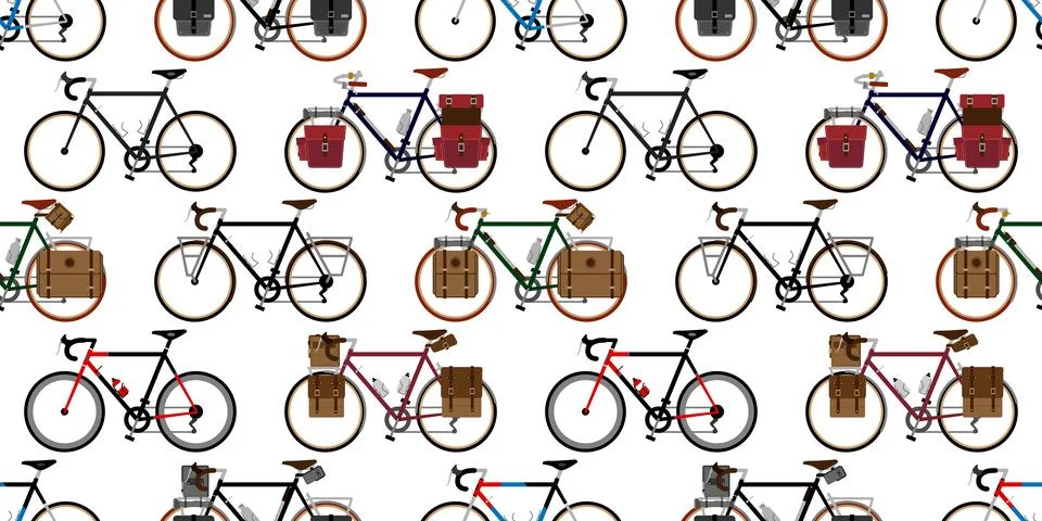 Bicycle Seamless Pattern vector cycling isolated vintage touring bicycle Stock Illustration