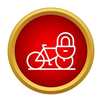 Bicycle security lock icon on red circle background Illustrazione stock