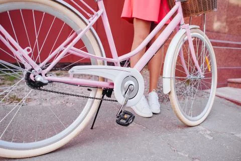 Bicycle. Selective focus on chain and transmission. Stock Photos