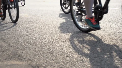 Bicycle shadow on road 스톡 동영상 67234610