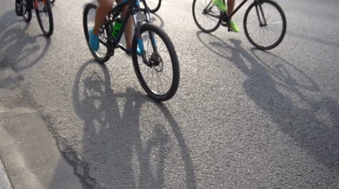 Bicycle shadow on road Stock Footage 67234696