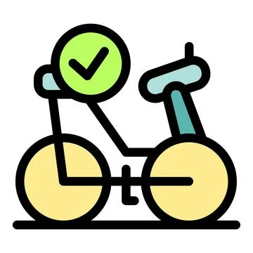 Bicycle sharing program with check mark icon representing approval イラスト素材