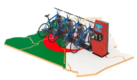 Bicycle sharing system in Algeria concept, 3D rendering Stock Illustration