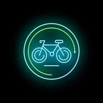 Bicycle sharing system neon glow line icon Stock Illustration