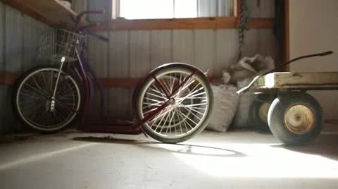 Bicycle in Shed Stock Footage 21780994