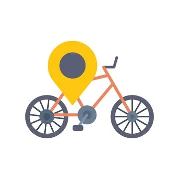 Bicycle showing location with gps navigation system pin Stock Illustration