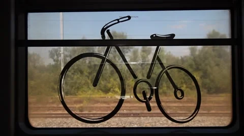Bicycle Sign Moving On A Train Window Stock Footage 47215970
