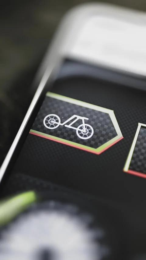 Bicycle silhouette marks carbon patterned category button Stock Footage 346042185