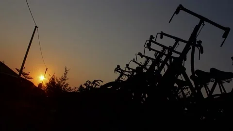 Bicycle Silhouette at Sunset Stock Footage 141947858