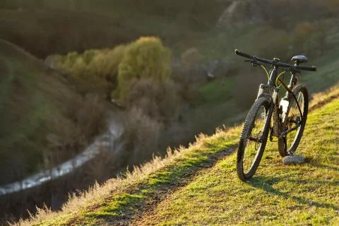 Bicycle silhouettes with bl Stock Photos