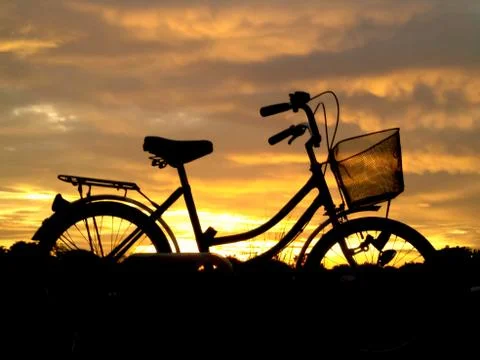 Bicycle Silhouettes Stock Photos