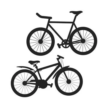 Bicycle Silhouettes Set isolated, Mountain Bike and Road Cycle Ilustración de archivo