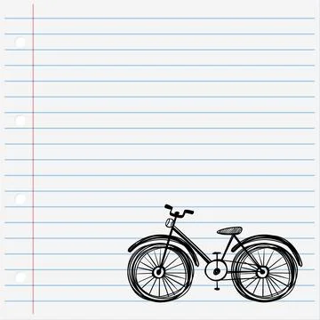 Bicycle Sketch on Lined Paper Stock Illustration
