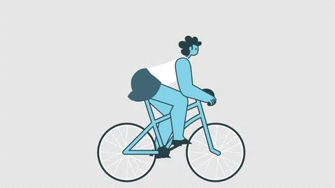 Bicycle Speed Riding Graphic Flat Design Bold Woman Cartoon Character Isolated Video stock 155135169