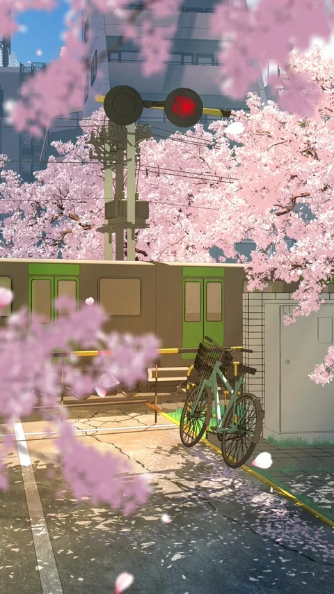 Bicycle at a Spring Railway Crossing Stock Footage 342274978